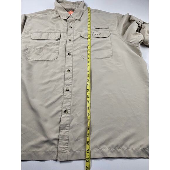 Habit 2XL men's roll tab sleeve Vented Fishing Shirt button up beige UPF protect - Picture 6 of 7